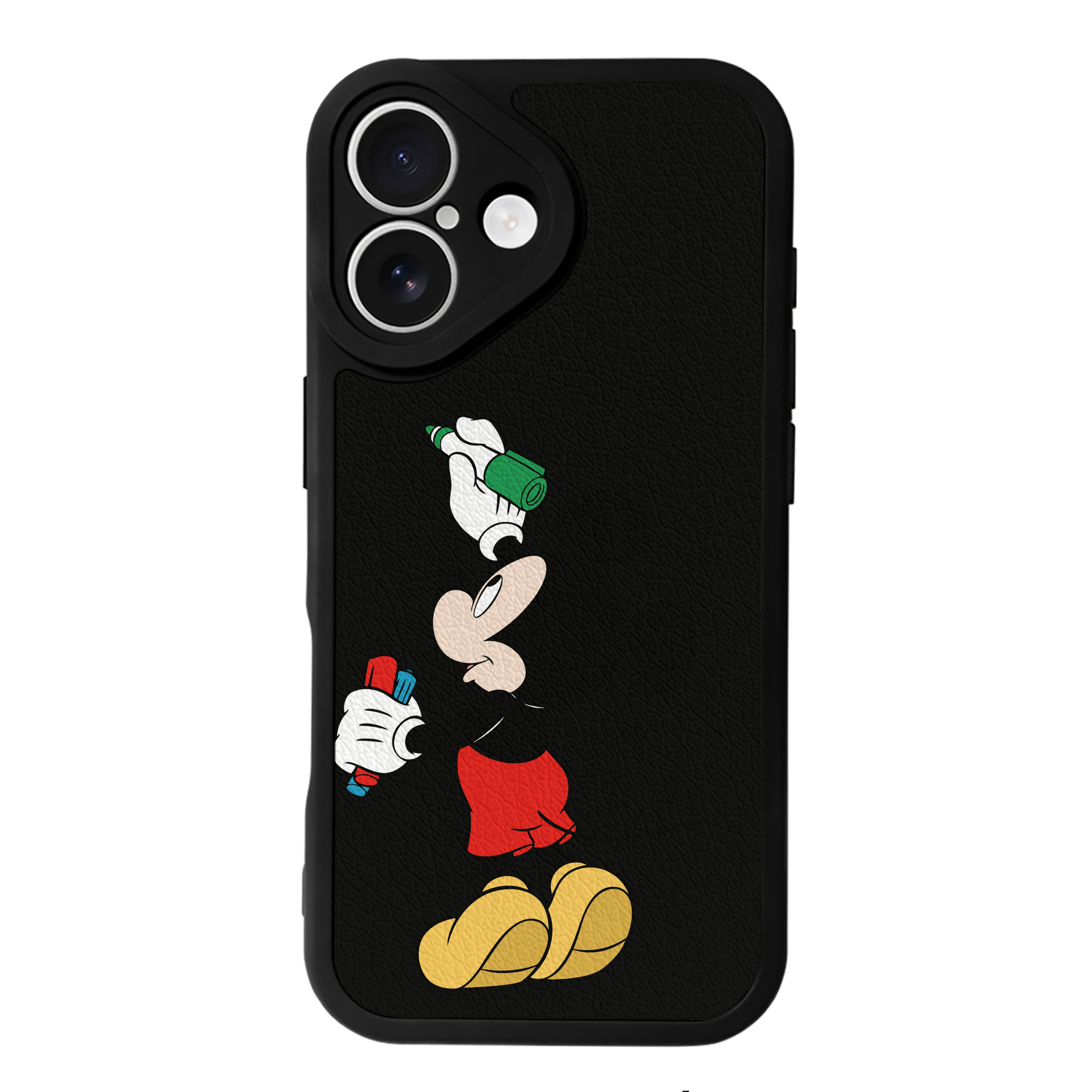 （画像用） ミッキーマウス Mickey Mouse 【iPhone 16シリーズ対応】シリコンスマホケース（レザー調） 材質：シリコン